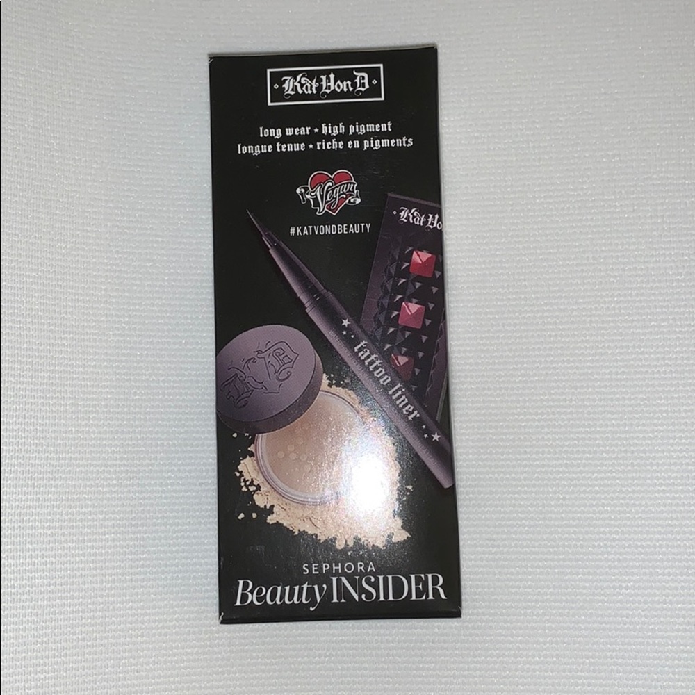 Kat Von D liner, setting powder studded kiss sampl